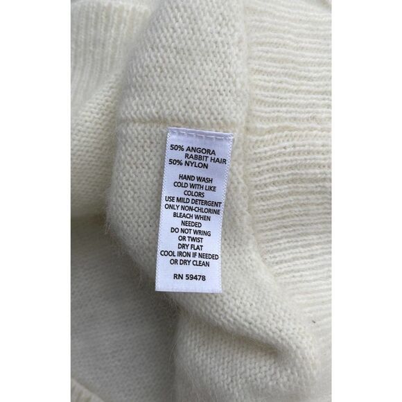 Cynthia Rowley Sweater womens sz large white pullover quarter sleeve rabbit hair - Picture 6 of 11